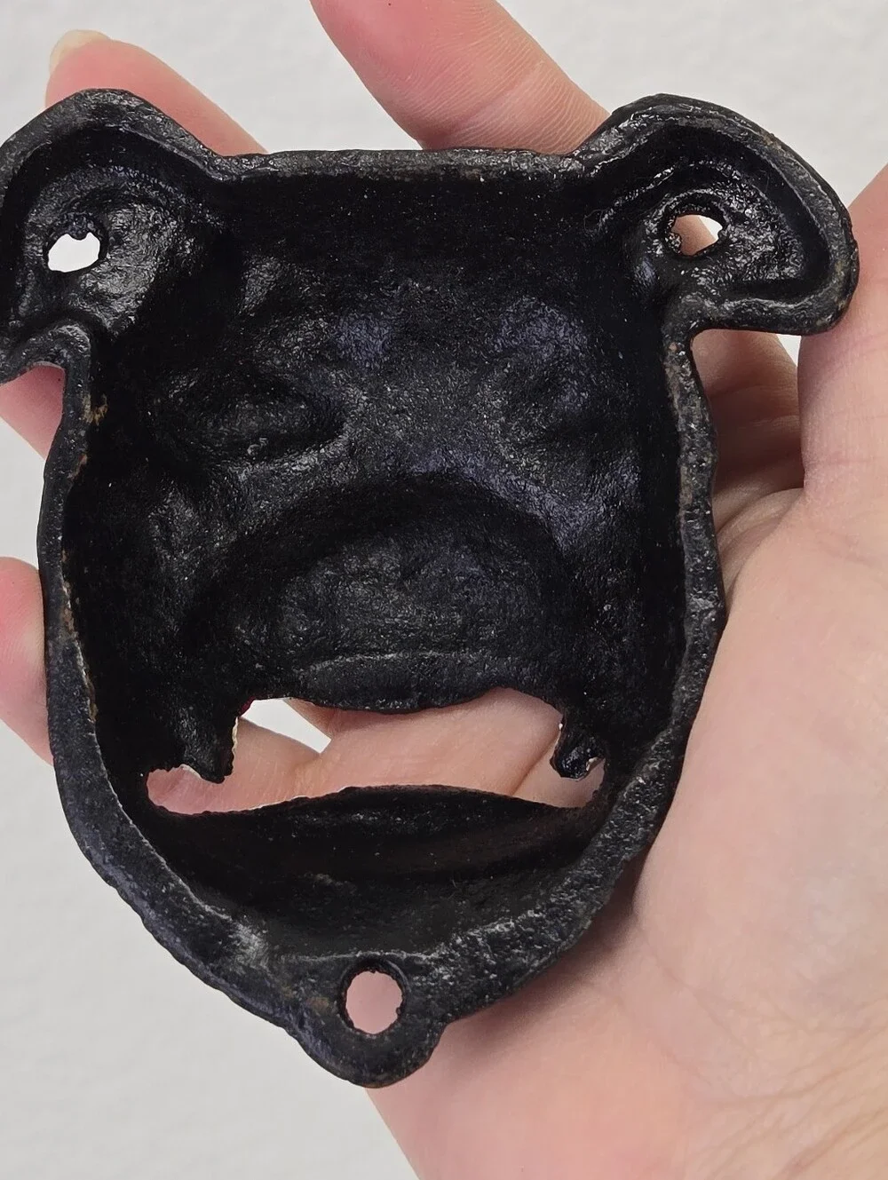 VTG Cast Iron Bulldog Wall Mount Bottle Opener Antique Finish Man Cave Brewery 1